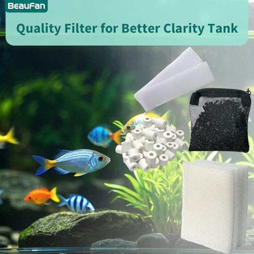 2 Aquarium Filter Media Kits Compatible with Fluval C3 (50 Gal) Aquarium Power Filter, Includes 4 Sponge Pads, 4 Tarpaulins, 4 Activated Carbons, 1 Pack Ceramic Ring - size: C3 Series