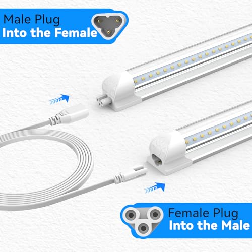 SHOPLED 4FT Extension Cords for T5 T8 LED Shop Lights, 1.2 Meter Male to Female Connection Cable for Linkable Integrated Tube LED Lights (4-Packs) - style: 4FT M/F Connection Wire