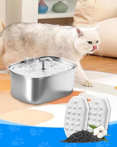 Cat Fountain Filter Replacement, Cat Water Fountain Filters Compatible with Rellaty & Fit for Neareal 3.2L/108oz Fountains, 10PCS Replacement Filters with 10PCS Sponge 10+10 Pack