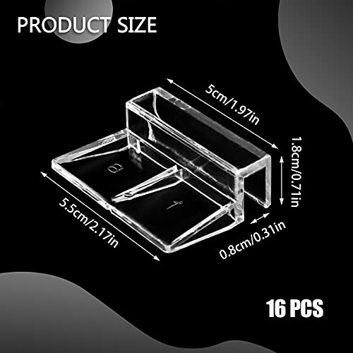 16 PCS 8mm Acrylic Aquarium Cover Clip, Clear Fish Tank Glass Cover Clip Support Holder Universal Lid Clips for Rimless Aquariums