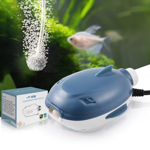 Dirvin 2W Silent Aquarium Air Pump -45GPH Small Fish Tank Bubbler, Adjustable Aquarium Aerator with Accessories for 5-20 Gallon Fish Tank