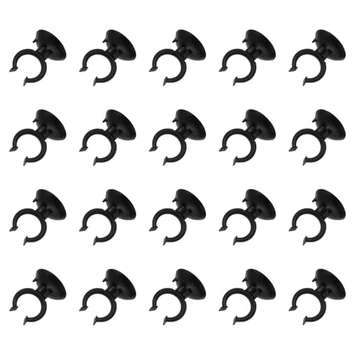 uxcell 20Pcs Aquarium Suction Cup Clips, 20mm Airline Tube Holders Clamps Cup Holder Sucker Tube Sucker for ID Airline Tubing Fish Tank, Black