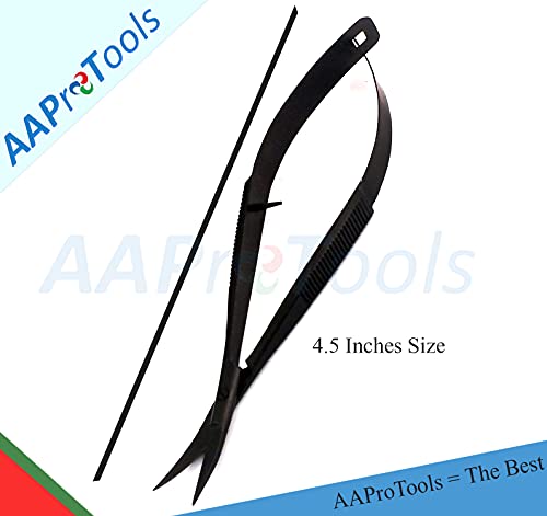 4.5" Curved Stainless Steel Squeeze Scissors Black Coated