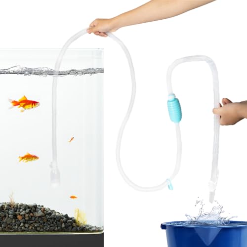 TERA PUMP Exceptionally Long Hose 120 in, Water Flow Controller/Two Filter Nozzles/Secure Clip/XL Original Siphon Vacuum Aquarium Gravel (Long Nozzle) N Sand Cleaner (Short Nozzle) - BPA Free