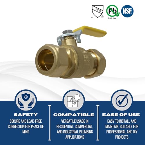 XFITTING 3/4 inch Compression Ball Valve, Full Port, Brass, 600 WOG (Water, Oil, Gas), 1 Piece - size: 0.75 Inch
