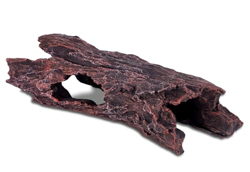 IBWell Aquarium Caves Decor Fish House for Betta Tree Log Hideout Tank Accessories Resin Simulated Hollow Trunk Reptile Shelter for Corn Snakes Lizards