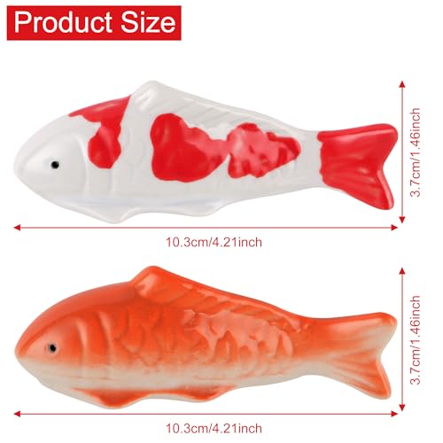 Ceramic Floating Fish Set, 2Pack Realistic Goldfish & Koi Figurines for Aquariums, Tea Pet Adornments, Fairy Garden Accents, and Pond or Desktop Decorations.