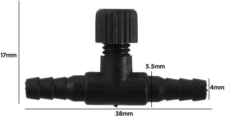 10 Pcs Black T Shaped Aquarium Air Valve, Plastic Fish Tank Air Line Flow Control Regulator Valve Aquarium Air Pump Accessories Adjustable Connector Switch Tap