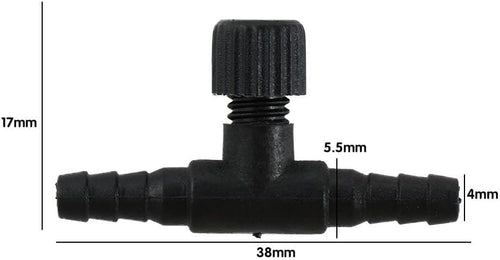 10 Pcs Black T Shaped Aquarium Air Valve, Plastic Fish Tank Air Line Flow Control Regulator Valve Aquarium Air Pump Accessories Adjustable Connector Switch Tap