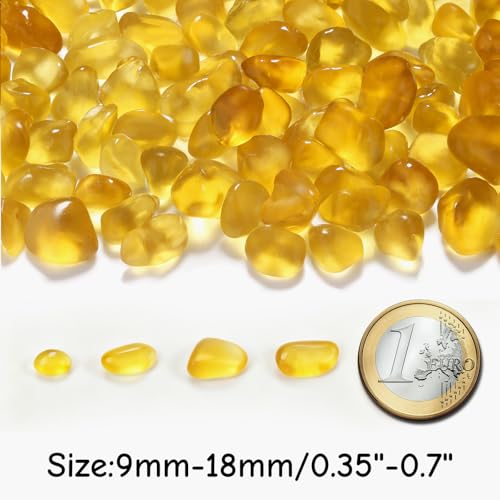 YATOJUZI Aquarium Gravel Fish Tank Rocks 0.85lb Sea Glass Stones for Crafts Decorative Frosted Glass Pebbles for Aquarium Fish Tank Vase Filler DIY Home Decor (Amber) - color: Amber