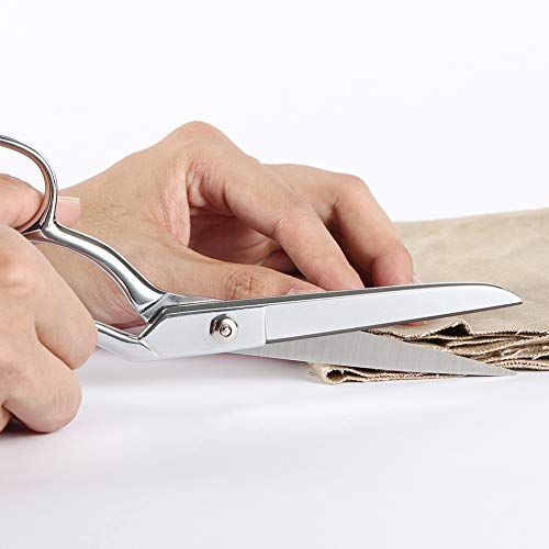 LIVINGO 8" Professional Heavy Duty Tailor Fabric Scissors, Dressmaker Sewing Classic Stainless Steel Ultra Sharp Forged Shears, Bent A-silver - color: A-silver
