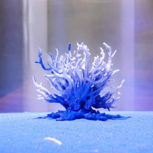 Artificial Coral Aquarium Ornament - PVC Fish Tank Decor for Aquascaping (5.9x5.12x2.17 Inch) - Blue&White - color: Blue&white
