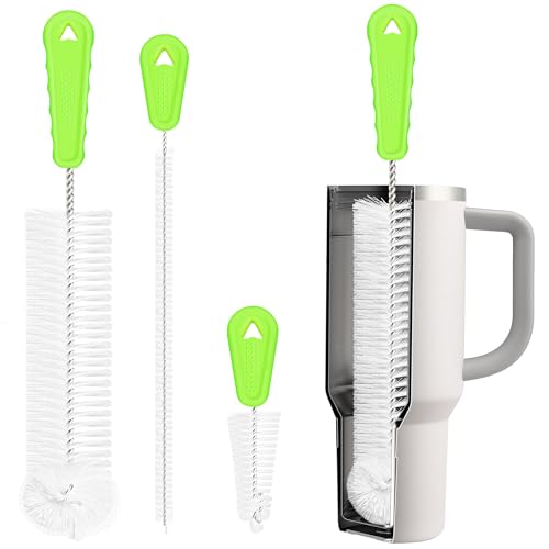 Rnoafmu Bottle Brush Cleaner Set of 3, 14 in Long Handle Water Bottle & Straw Cleaner Brushes for Washing Tumblers, Baby Bottles, Cup Lid Cleaning Brush