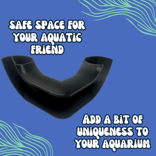 REEFSHAPE Aquarium Corner Tube Viewing Tunnel | Fish, Shrimp, Loaches Hideout for Aquariums | Unique Underground Tube Viewing Tunnel | Made in USA (Corner Tube, Black)