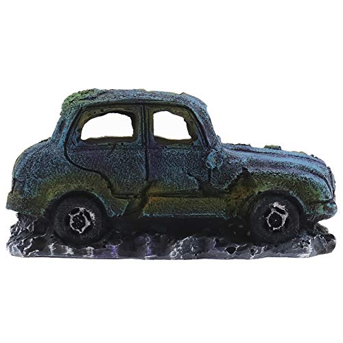 Create idea Aquarium Fish Tank Decor Ornament Resin Imitation Accident Car Landscape Terrarium Home Interior Decorating Accessories 12x7x7cm Blue