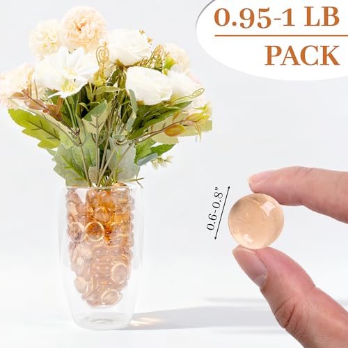 Pink Flat Glass Marbles, 0.97 lb Transparent Vase Filler Pebbles Gems, Decorative Glass Beads for Vases, Crafts, Floral, Mancala Stones, Centerpieces, Aquarium Rocks for Fish Tank(Approx. 80-100 PCS) - color: Pink