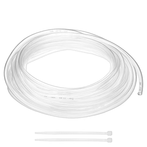 M METERXITY Vinyl Tubing 6mm ID x 8mm OD 30ft Flexible Plastic Tube with 2 Hose Ties, Lightweight Hybrid PVC Hose for Water Gardening/Airline/Aquarium Tubing [Clear] - size: 6mm ID x 30ft