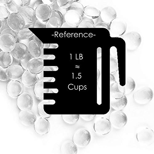 CYS EXCEL Clear Glass Gemstone Beads Vase Fillers (2 LBS) Flat Marble Beads Multiple Color Choices Aquarium Decor Rocks Floral Stones Decorative Mosaic Glass Gem Pebbles - color: Clear, size: 2 lb