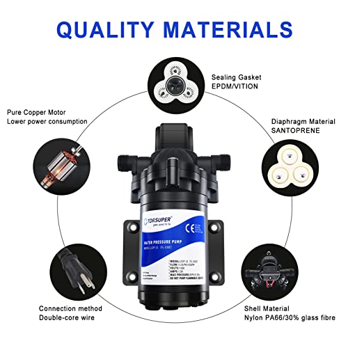 Self-Priming Water Transfer Pump 110V AC, 4GPM 45PSI High Pressure Booster Pump, Black Stainless Steel Diaphragm Garden Sprinkler Pump for Home, Kitchen, Bathroom, Marine, Yacht - style: 110V 4GPM 45PSI