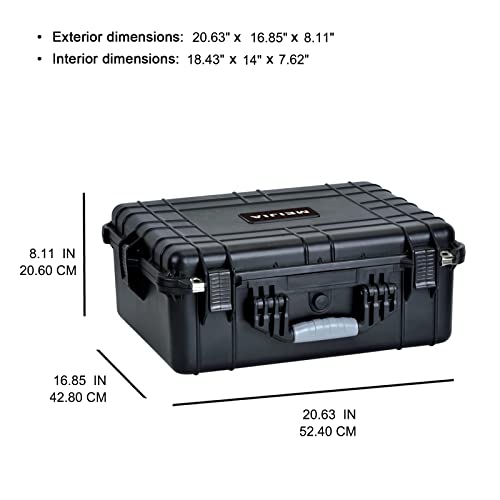 MEIJIA Portable All Weather Waterproof Protective Hard Case,Compact Camera Case with Customizable Fit Foam,Fit Use of Drones,Camera,Equipments, Elegant Black,20.62 x16.85x8.11inches - color: Elegant Black