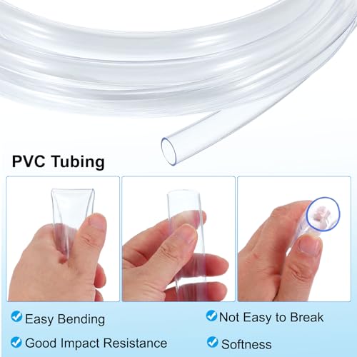 PATIKIL PVC Tubing 4/5" ID x 7/8" OD (20 mm x 22 mm) 5 Ft / 1.5 Meter, Flexible Clear Vinyl Tubing Water Hose Tube for Reverse Osmosis Systems Water Filters, Clear - size: 4/5" x 7/8" x 5 Ft
