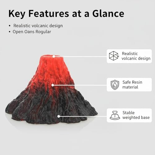 Aquarium Decorations Cave Fish Tank Accessories Volcano Decor (Medium)