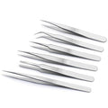 H&W Precision Tweezers 6PCS Set, Upgraded Anti-Static Stainless Steel Curved of Tweezers, for Electronics, Laboratory Work, Jewelry-Making, Craft, with Storage Bag