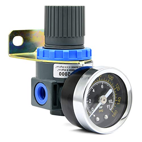 Air Pressure Regulator with Gauge Mini Air Control Valve 1/4-Inch NPT Thread for Air Compressor and Air Tools (0-145PSI) - color: Pressure Regulator and Gauge With Bracket, size: 1/4" Air Regulator