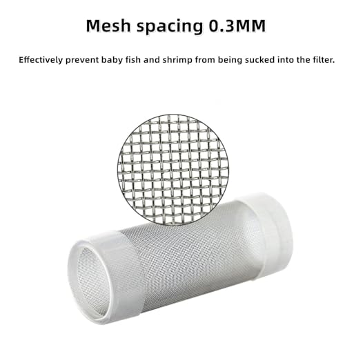 Tnfeeon Stainless Steel Mesh Inflow Aquarium Filter Guard Intake Cover for Shrimp and Fish Aquarium Intake Filter Mesh Cover Fish Mesh Net Strainer Tube Filter Accessory (L)