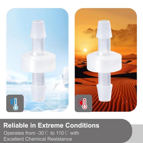 4Pcs 1/4 Check Valve Inch Vacuum One-Way Valves for Water Air Fuel Garden Hose Tank Well Pump Aquarium and Sprinkler Line Plastic Micro Diaphragm Stop for Fluid and Air Intake