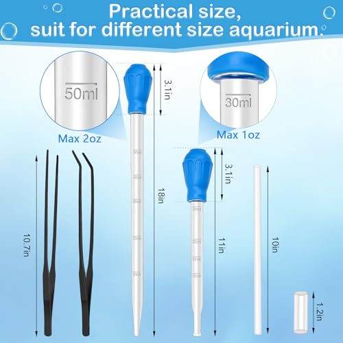 5 in 1 Aquarium Coral Feeder Kit, Luxiv 2 Pcs 60ml and 30ml Aquatic Reef Feeding Dropper with 10in Extender Pipe, 2 Pcs Stainless Steel Straight and Curved Aquarium Tweezers for Feeding Tong (Black) - color: Black