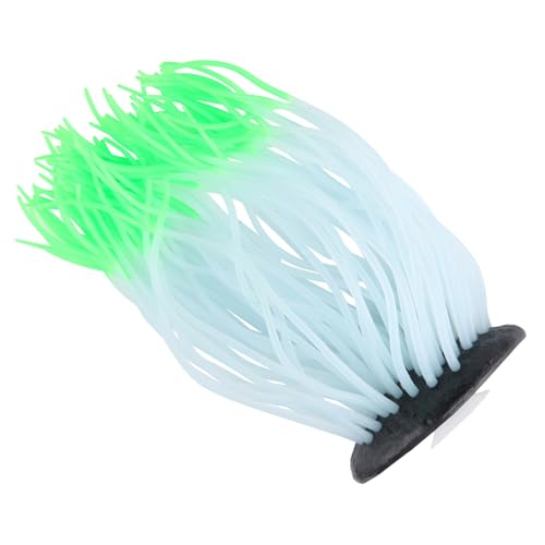 Simulation Anemone Artificial Anemone Glow in the Dark Silicone Aquarium Decor with Strong Suction Cup for Fish Tank Ornament (Green) - color: Green