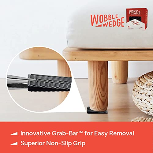 Wobble Wedges Flexible Plastic Shims, 30 Pack - Made in USA - Multi-Purpose Shim Wedges for Home Improvement & Work - Plastic Wedge, Table Shims for Leveling, Toilet & Furniture Levelers - Black - size: 30