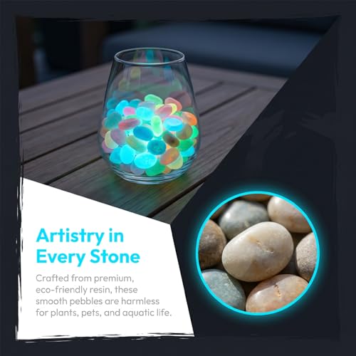 Colorful Glow in the Dark Garden Stones, Large Glow in the Dark Rocks for Outdoor Garden Decor, Luminous Pebbles for Walkways, Landscape Rocks & Fish Tank Aquarium Decorations (Blue, 600Pcs)