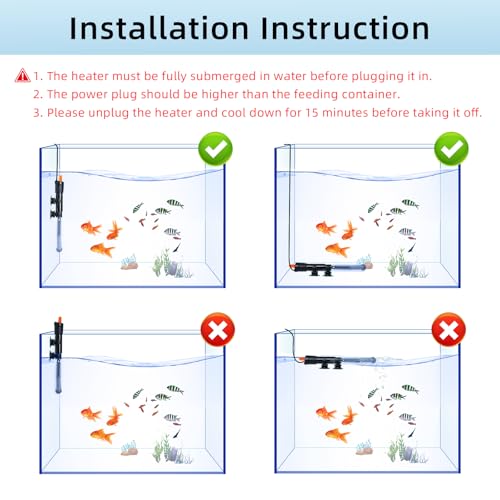 HiTauing Aquarium Heater 25W/50W/100W/200W/300W, Adjustable Knob Fish Tank Heater with Digital Thermometer, Submersible Betta/Turtle Tank Heater for Freshwater and Saltwater Tanks - size: 100W for 10-30 gallon