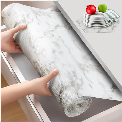 Beautysaid Shelf and Drawer Liner for Kitchen Cabinet, Non Adhesive Non Slip Shelf Paper Waterproof Washable Thickened for Dresser Pantry Shelve Bathroom Protector Liner(Marble,12 in x 10 FT) - color: Marble, size: 12"W x 118"L