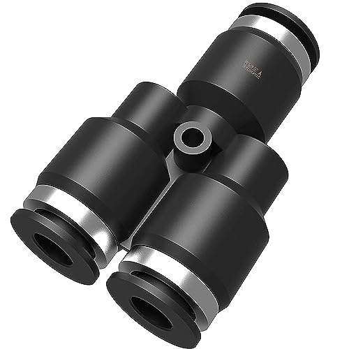 3/8 Push To Connect Fittings Y Air Splitter Union Air Line Fittings Quick Connect Air Hose Pneumatic Fittings (10 Pack) - color: Black-Y, size: 3/8" OD 10 PCS