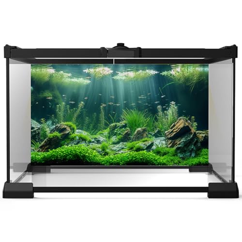 Aquarium Background Underwater Grass Leaves with Stone Aquarium Backdrop Vivid and Fresh Green Aquatic Plant Stone River Bed and Lake Fish Tank Background Decor Vinyl 24x12in - color: Green, size: 24(W)x12(H)inches/ 60(W)*30cm(H)