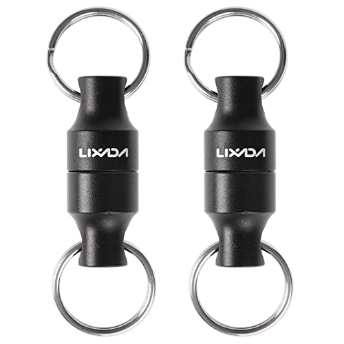 Lixada Magnetic Net Release Holder Fly Fishing Net Retractor Fishing Net Keeper Magnet Clip Landing Net Connector for Fishing Hooks, Lures, Flies, Trout Line - color: Black, style: 2 Connectors