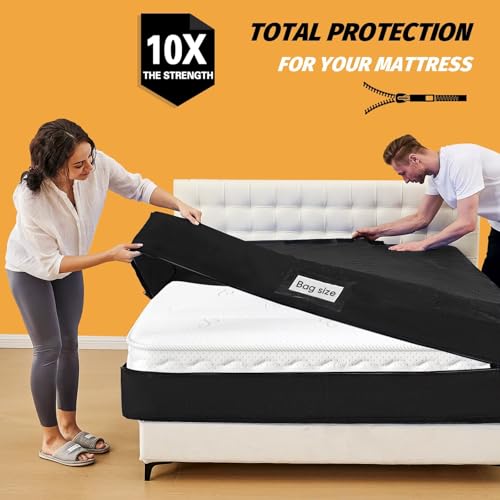 Mattress Bags for Moving, BETU Mattress Protector Waterproof Mattress Cover Crib Size Storage Bags with 8 Heavy-Duty Handles and Zipper for Bed Extra Thick Large Reusable (52"x28"x6.5",Black) - color: Black, size: Cribe 1 Pack (52"x 28"x 6.5")