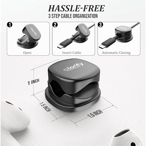 12 Pack Rotatable Spring Cable Clips, Adhesive Cord Organizer for Charging Cords, Phone Charging Clips, Laptop, Nightstand & Desk Cable Management for Home & Office Use (Black) - color: Black, size: Pack 12