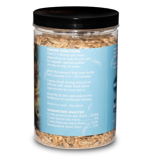 3.5 Oz Freeze Dried River Shrimp Turtle Food, Shrimp for Turtle, Nutrient Rich Treat for Reptiles, Sugar Gliders, Hedgehogs, Tropical Fish