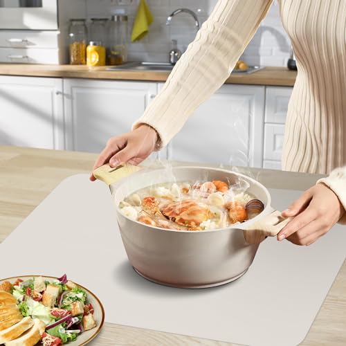 Silicone Mat for Kitchen Counter, Silicone Mat Trimable to Size (Light Grey, 15.7×11.8inch-2pcs), BPA-Free Silicone Placemat, Heat-Resistant NonSlip Table Mat for Air Fryer, Countertop Protector Mat - color: Light Grey, size: (M1 - 15.7''x 11.8‘’x 0.04'')