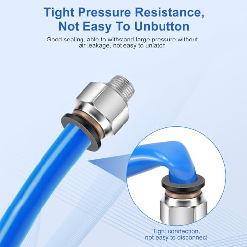 12 Pcs Push to Connect Fittings 3/8 Inch Tube OD x 1/8 Inch NPT Thread Pneumatic Male Straight and Elbow Quick Connect Air line fittings - size: 3/8"OD x 1/8"NPT