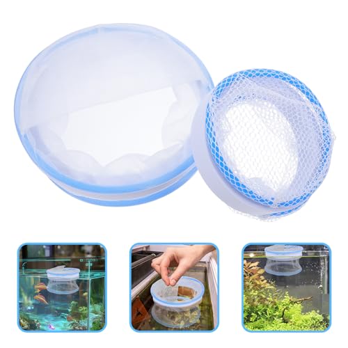HOMSFOU Aquarium Floating Fish Breeding Box with Nylon Mesh Isolation Net, Guppy Breeding Tank Divider for Fish Hatchery and Nursery, 2pcs Set