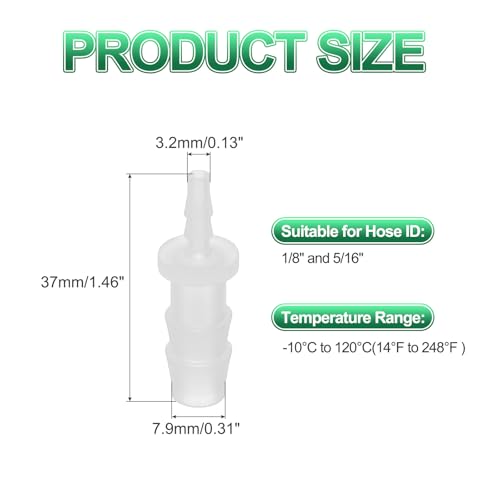 PATIKIL Hose Barb Reducer, 6 Pcs 5/16" to 1/8" Hose ID Connectors Joint Plastic Pipe Fitting Splicer Mender Union Adapter for Air Water Fuel Gas Aquarium, White - size: 5/16" to 1/8"