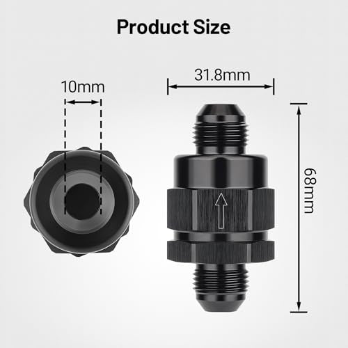 EVIL ENERGY 8AN Male Non Return One Way Inline Check Valve Fitting Aluminum Black - size: 8AN(3/4-16 UNF)