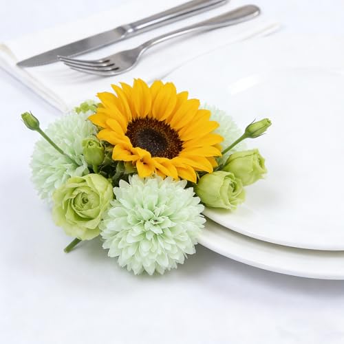Kimura's Cabin 20Pcs Fake Chrysanthemums Artificial Silk Ball Flowers Faux mums Flower for Spring Wedding Festival Home Table Core DIY Decoration (Light Green) - color: Light Green Colour