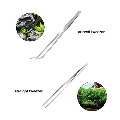 Aquascaping Tools 7 in 1 Kit Aquarium Plant Scissors Tools Set Curved & Waved Scissor Tweezers Spatula Stainless Steel Anti Rust Tools for Fish Tank Cleaning Plant Trimming