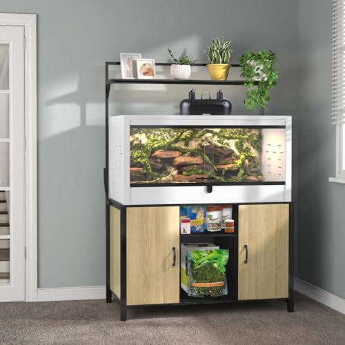 GDLF Reptile Tank Stand Terrarium Stand with Cabinet for Accessories Storage 48" X 24" Tabletop Fits up to 120 Gallon Bearded Dragon, Reptile Terrarium,Turtle Tank,Natural Wood Color - color: Natural, size: 48" x 24"